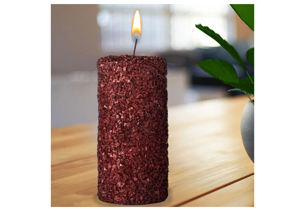 BOUGIE CYLINDRIQUE GLITERIA ROUGE