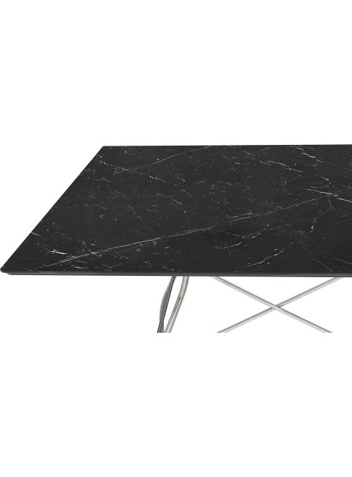 TABLE GLOSSY MARBLE NOIR ET...
