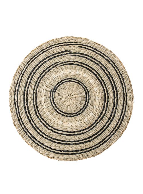 Sets de table ronds en algues Kama - Beige blanc noir