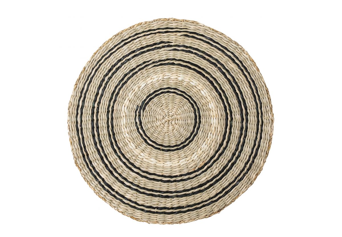 Sets de table ronds en algues Kama - Beige blanc noir